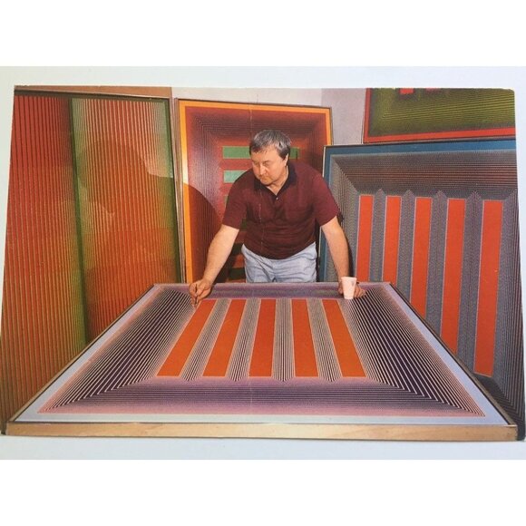 Vintage Fine Art Richard Anuszkiewicz "Reflections I - Blue Line With Mauve Cent - Picture 6 of 8